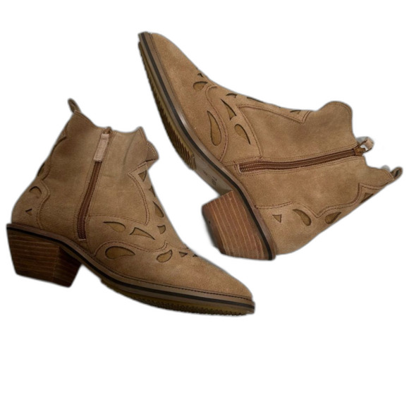 Kelsi Dagger Anthropologie Mocha Cliff Suede Ankle Boots Size 8.5 Western Cowboy - Picture 4 of 13